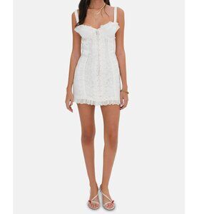 NWOT FOR LOVE AND LEMONS MANDY WHITE LACE-UP MINI DRESS SIZE S